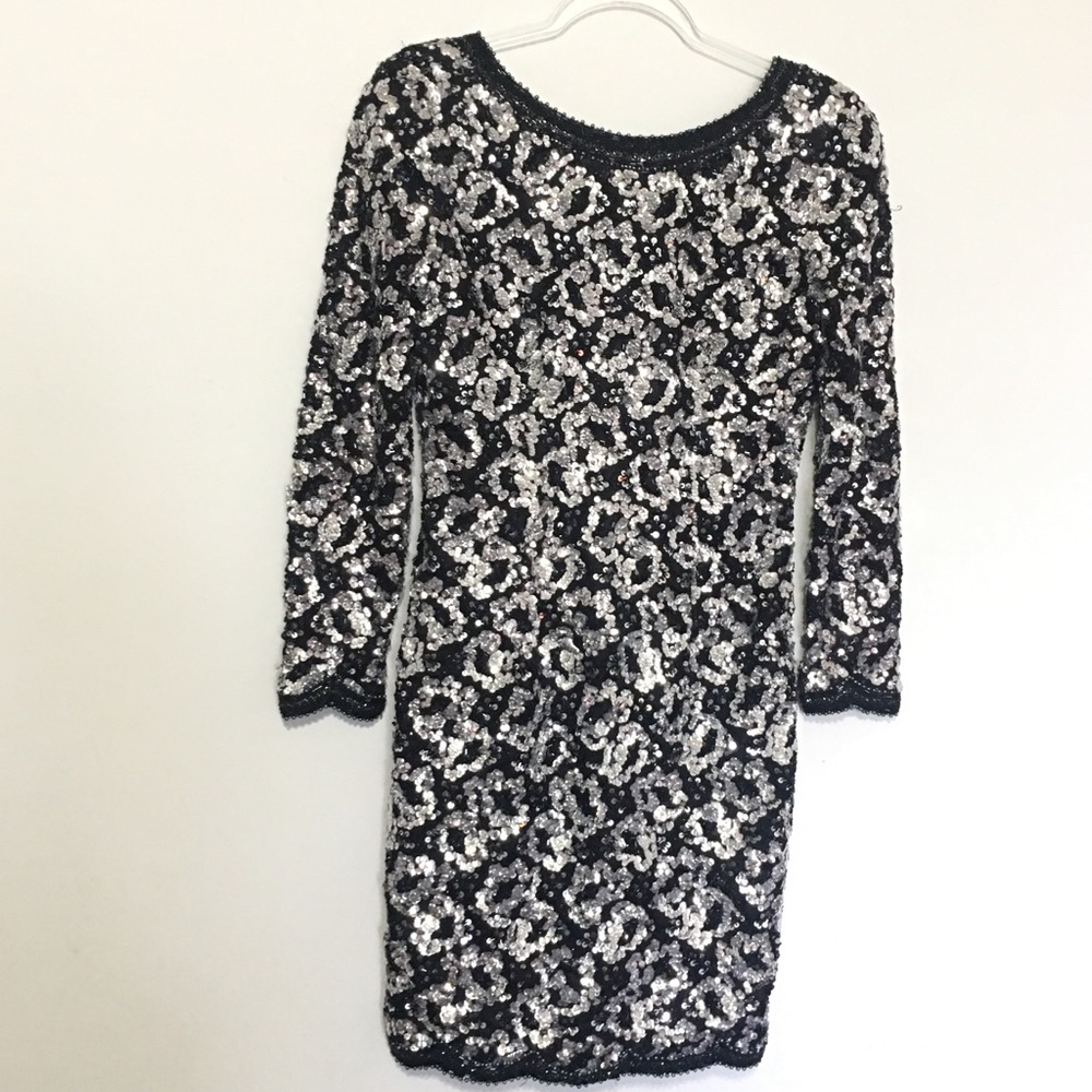 NiteLine VTG BLACK SILVER BEADED MINI DRESS SIZE M